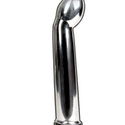 Quicksilver G-Spot: A metal dildo sex toy has smooth, durable texture and this G-Spot adult toy vibrates. 