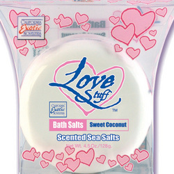 Love Stuff Bath Salts: Try these bath salts for relaxation before you play with your waterproof dual stimulation rabbit vibrators and water resistant sex toys. 